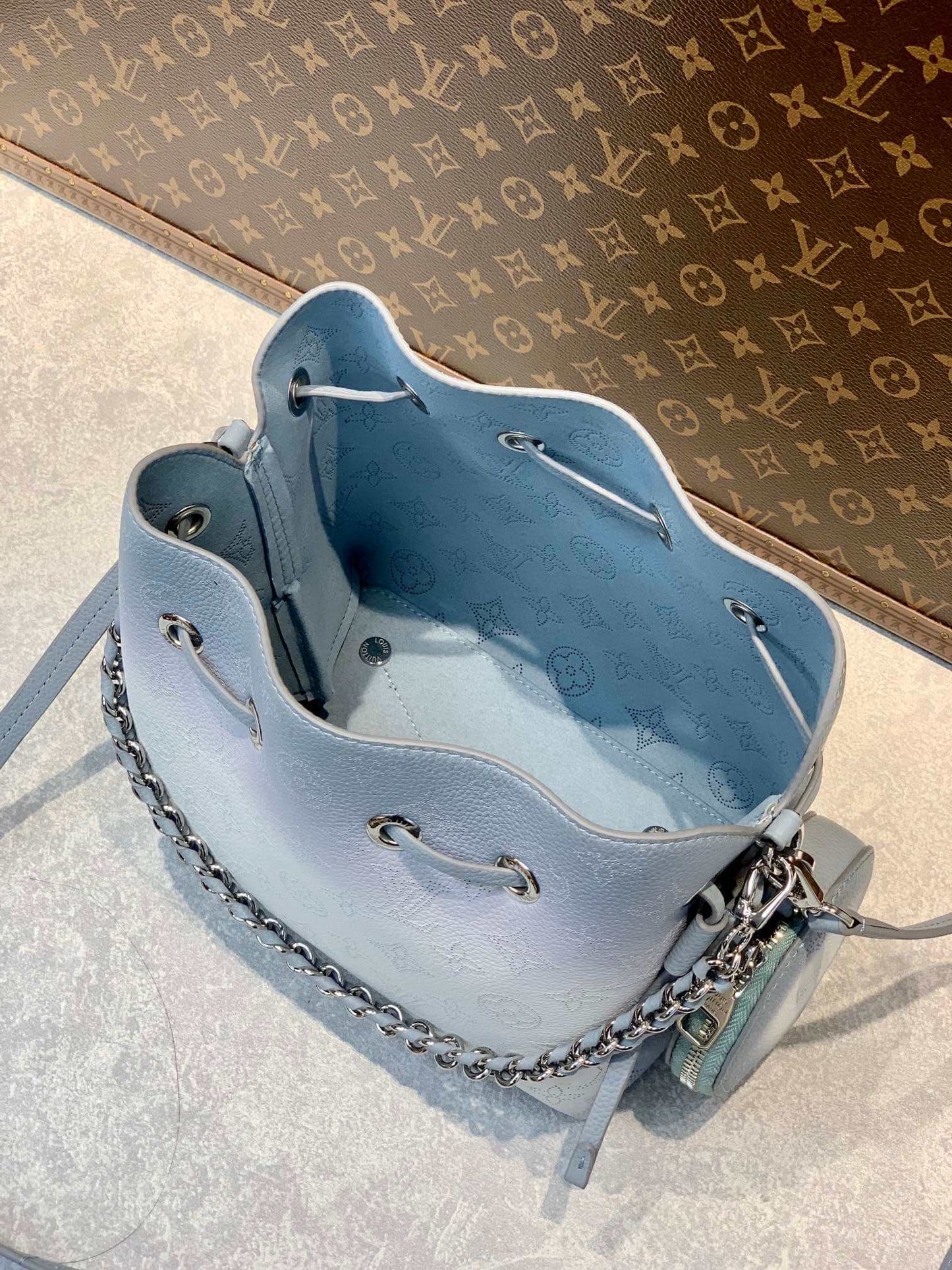 m20507 bella bucket bag monogram 19cm aqua blue handbag shoulder bag cross body bags beaubourg hobo