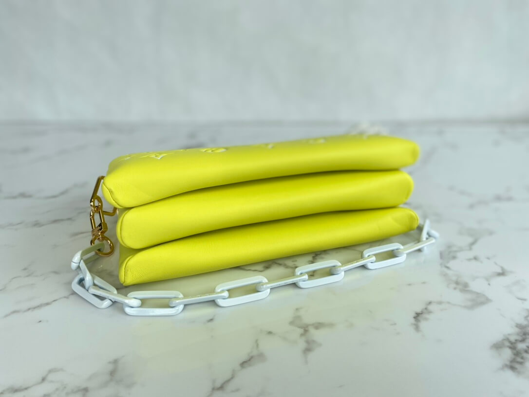 m20843 coussin pm monogram 26cm yellow cowhide leathe