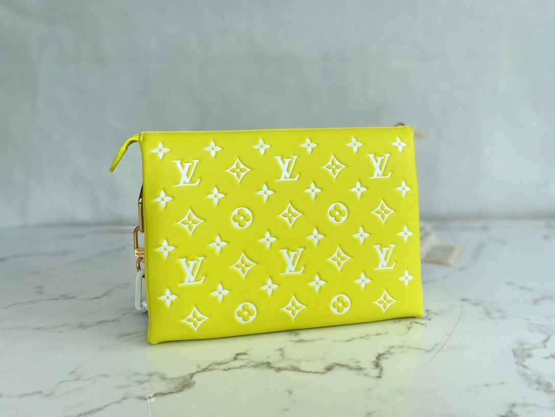 m20843 coussin pm monogram 26cm yellow cowhide leathe