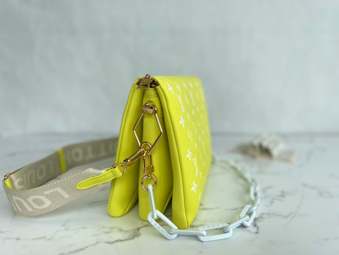 m20843 coussin pm monogram 26cm yellow cowhide leathe