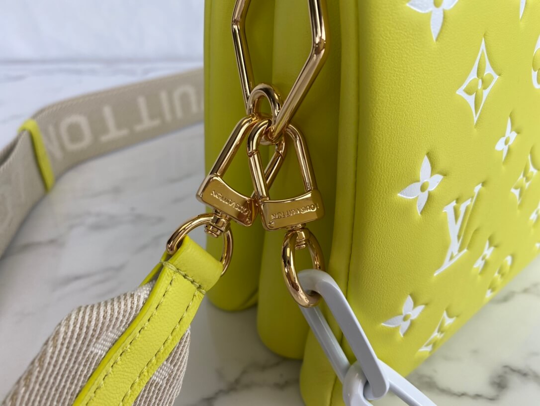 m20843 coussin pm monogram 26cm yellow cowhide leathe