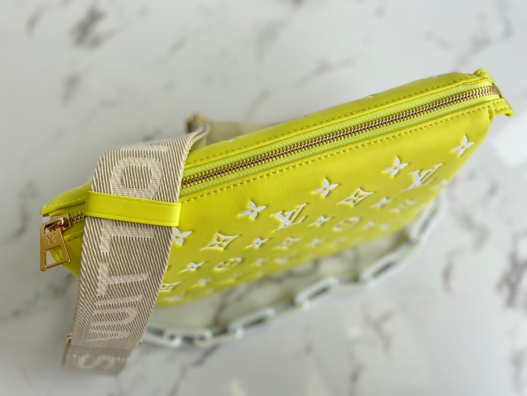 m20843 coussin pm monogram 26cm yellow cowhide leathe