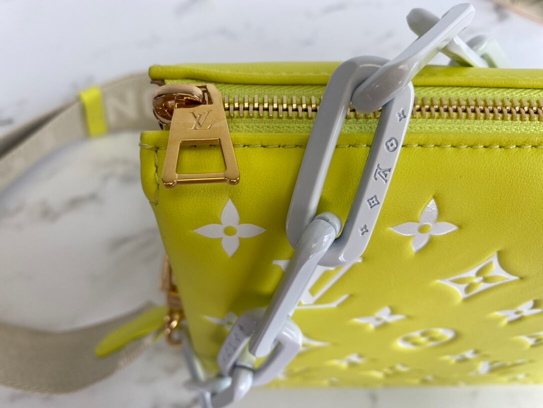 m20843 coussin pm monogram 26cm yellow cowhide leathe