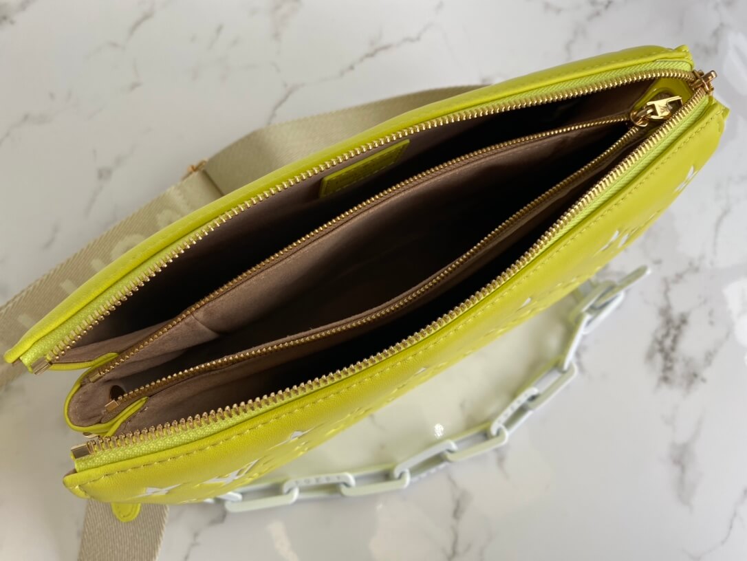 m20843 coussin pm monogram 26cm yellow cowhide leathe