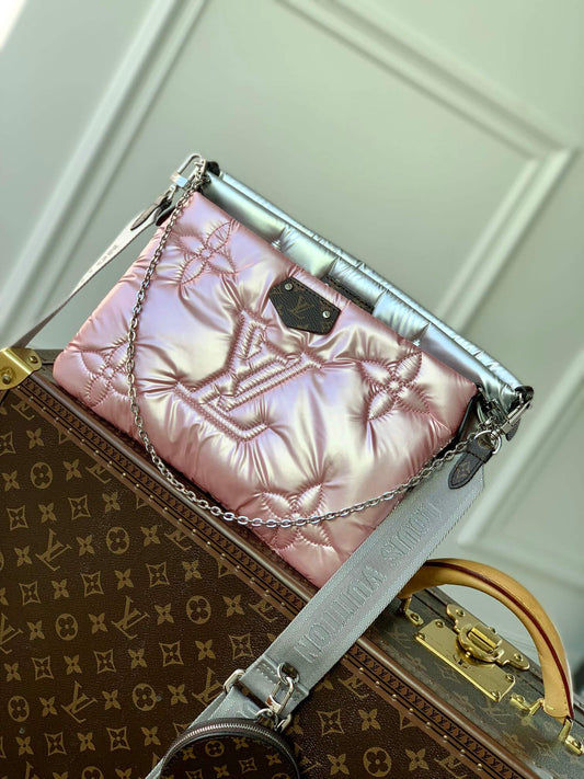 m21056 maxi multi pochette accessoires 34cm pillow silver pale pink subaxillary bag shoulder bag cross body bags