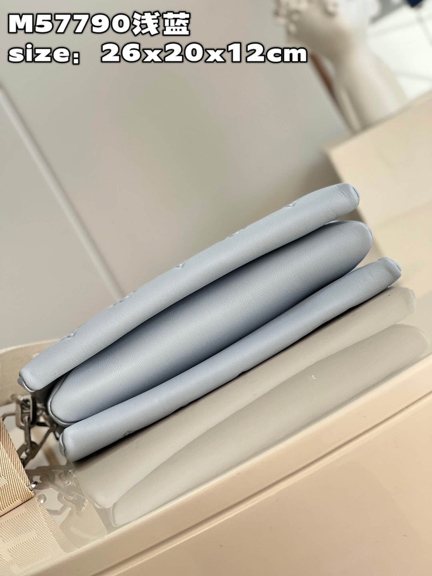 m21192 coussin mm 34cm m59277 pm 26cm monogram light blue