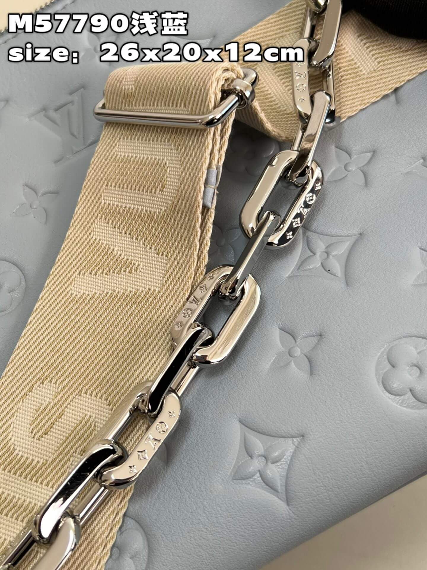 m21192 coussin mm 34cm m59277 pm 26cm monogram light blue