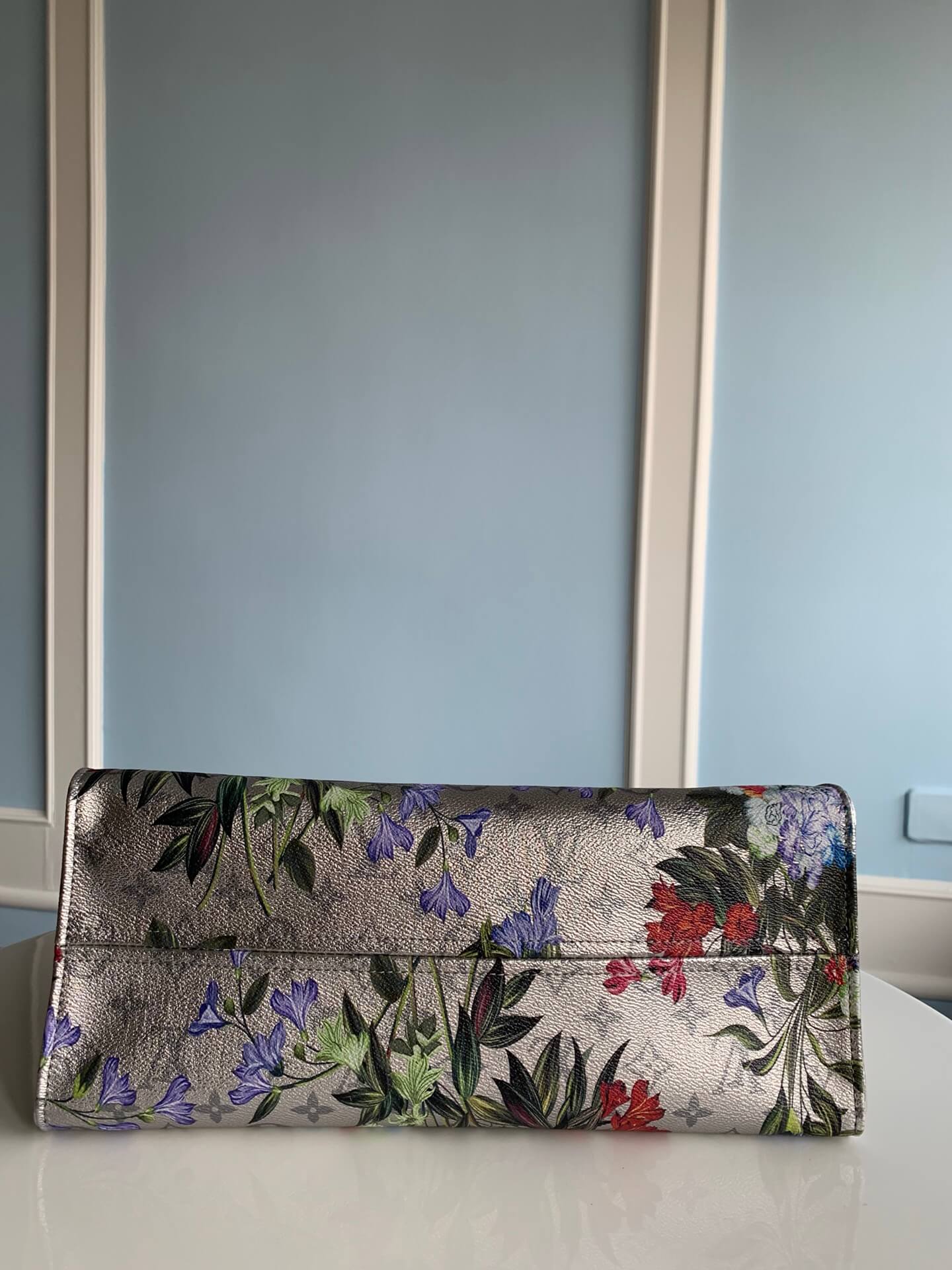 m21233 onthego mm tote bag monogram 35cm grey handbag floral pattern retro and romantic