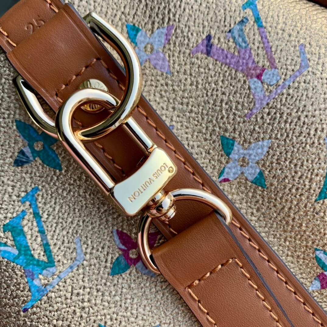 m21317 speedy bandouliere 25cm travel bag metallic coated canvas