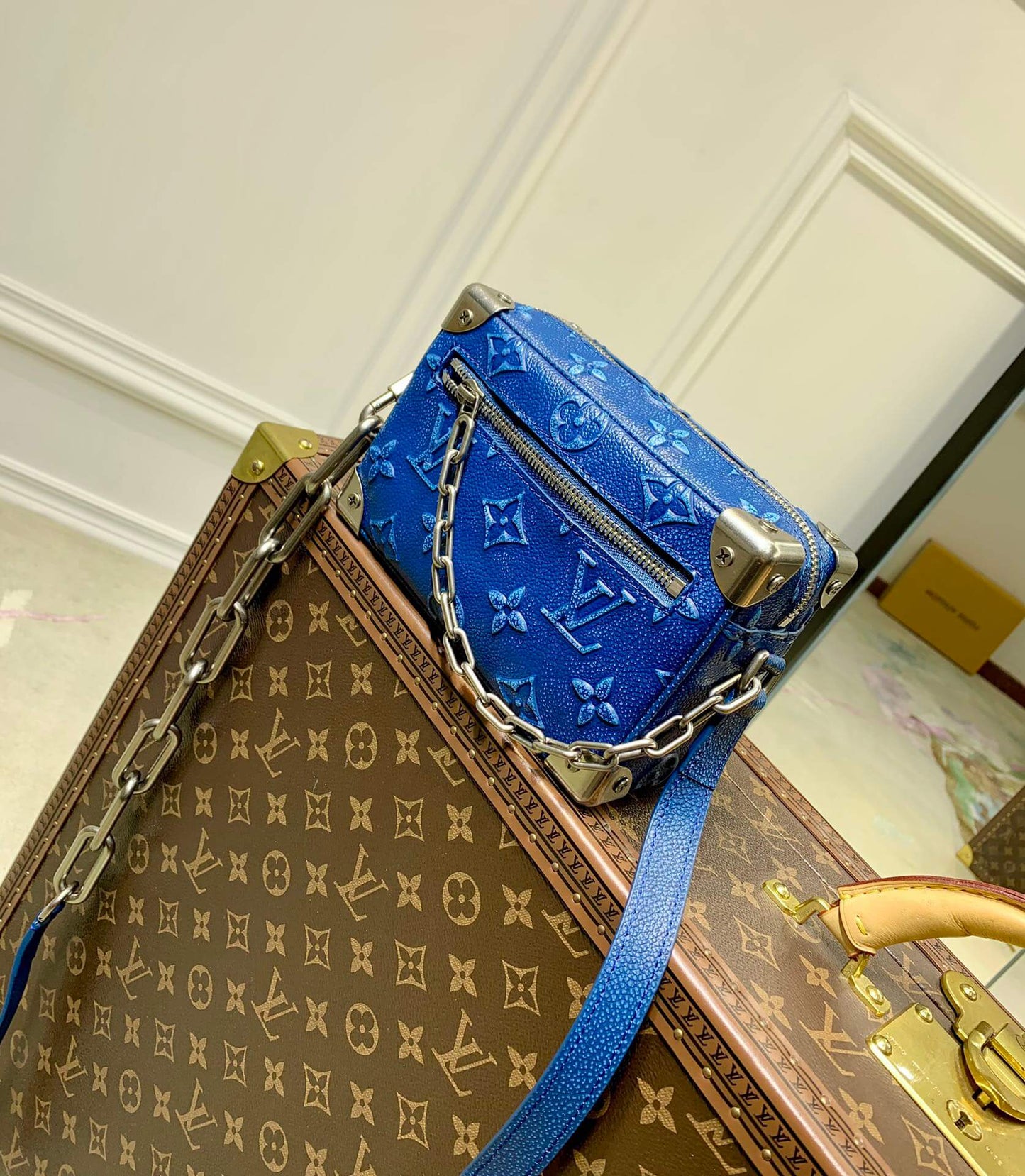 m21368 mini soft trunk monogram 18 5cm dark blue sac plat messenger bag man bag mens bag