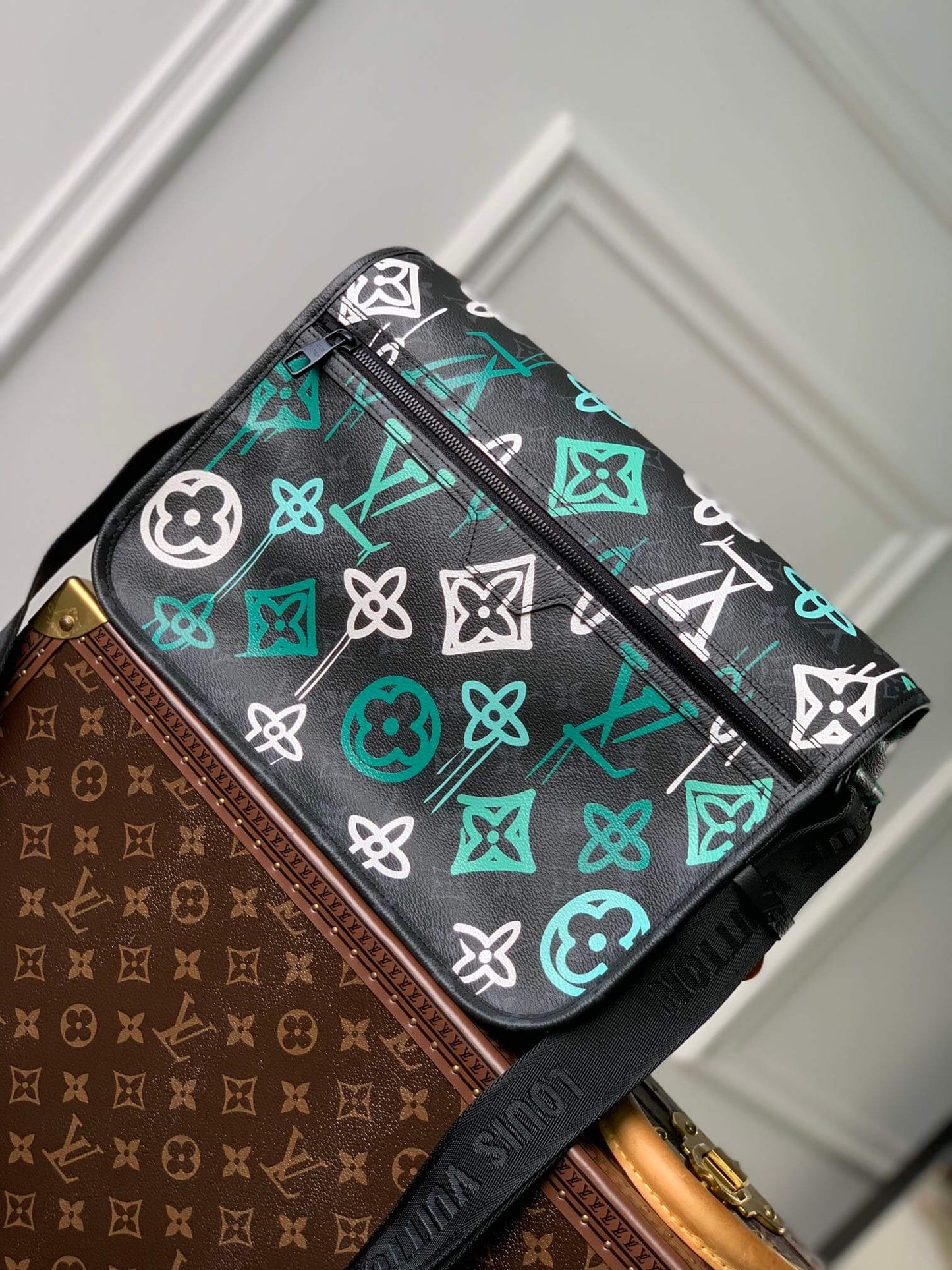 m21394 steamer wearable wallet 35cm green sac plat shoulder bag cross body bags