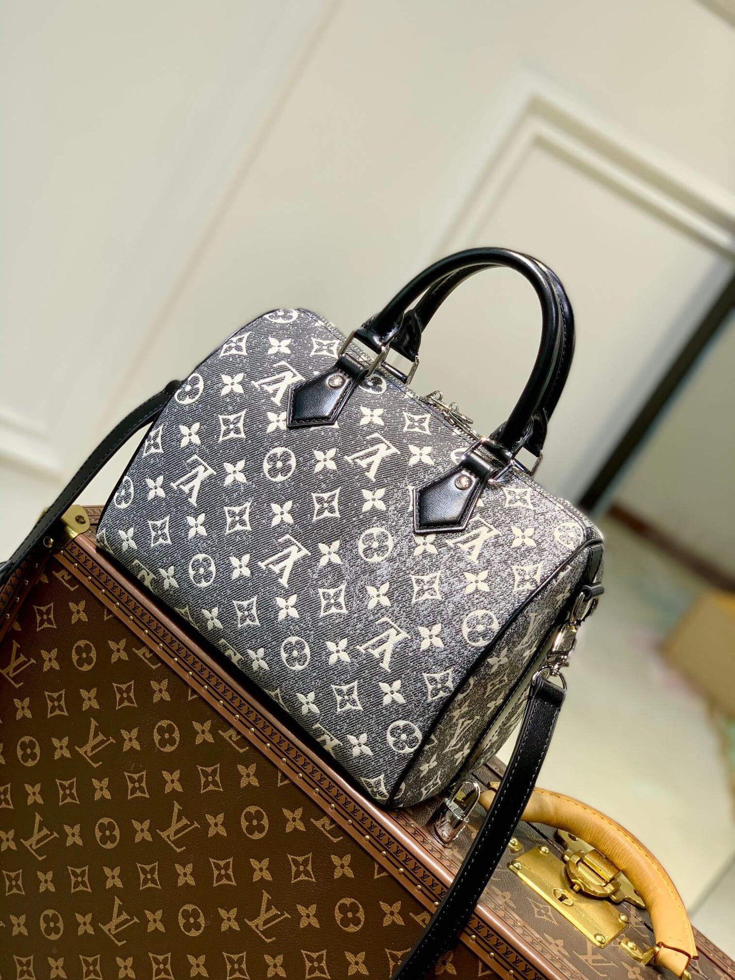 m21464 speedy bandouliere 25 cruise monogram grey shoulder bag cross body bags handbag