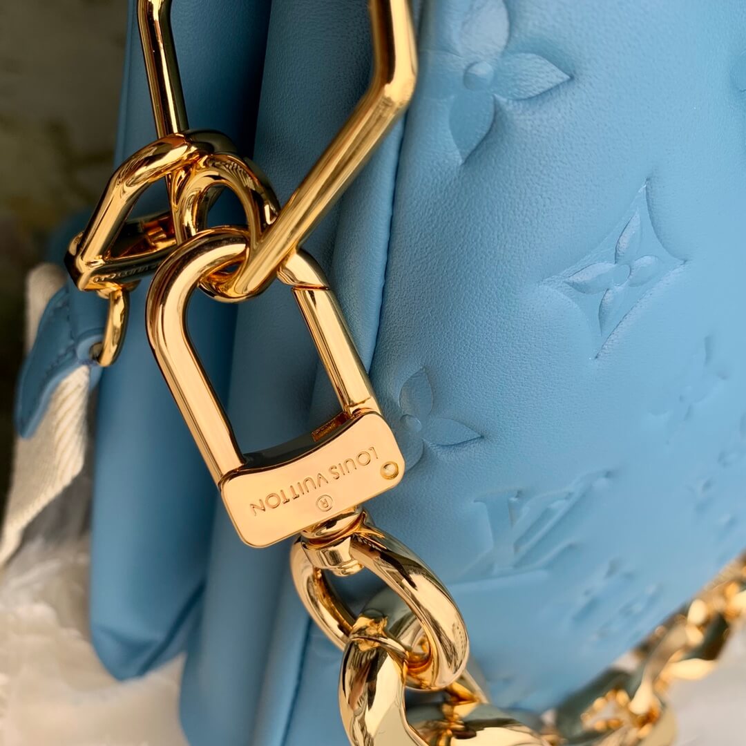 m21650 coussin monogram mm 34cm blue female bag all leather clutch bag shoulder bag cross body bags subaxillary bag