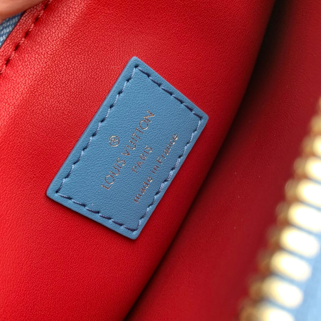 m21650 coussin monogram mm 34cm blue female bag all leather clutch bag shoulder bag cross body bags subaxillary bag