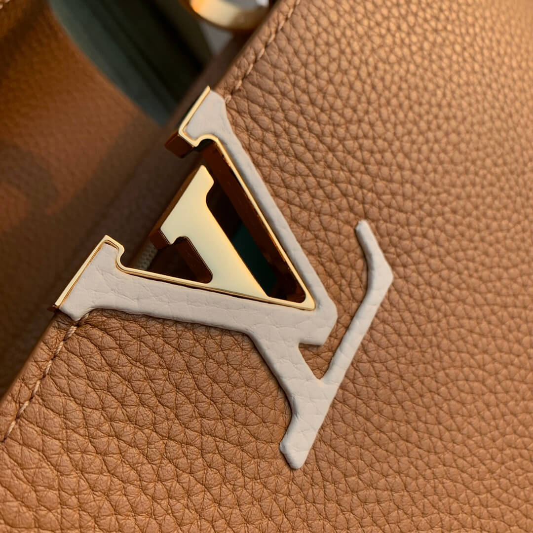 m21798 capucines mm taurillon 21cm brown cowhide real leather cowhide real leather