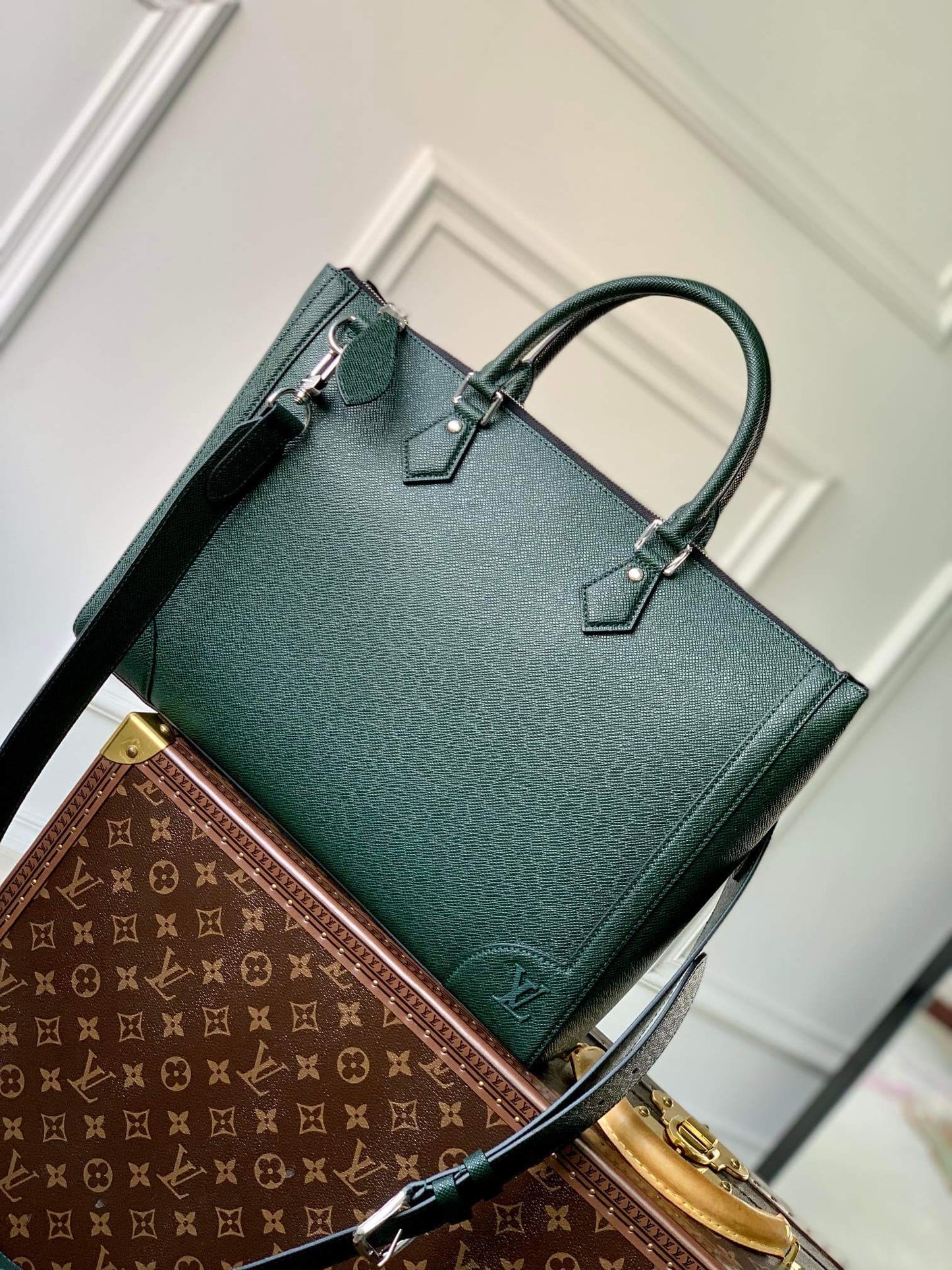 m30810 slim briefcase briefcase taiga 40cm green mens bag man bag mens briefcase