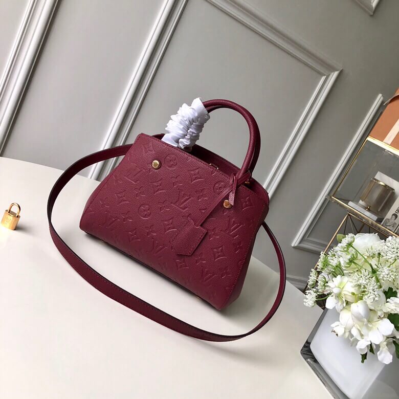 m41053 montaigne pm monogram empreinte 29cm maroon shoulder bag cross body bags handbag