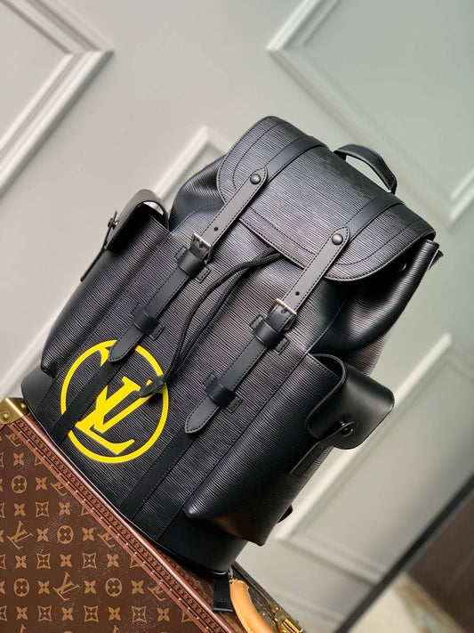 m41079 christopher montsouris 34cm black yellow water ripple cowhide real leather