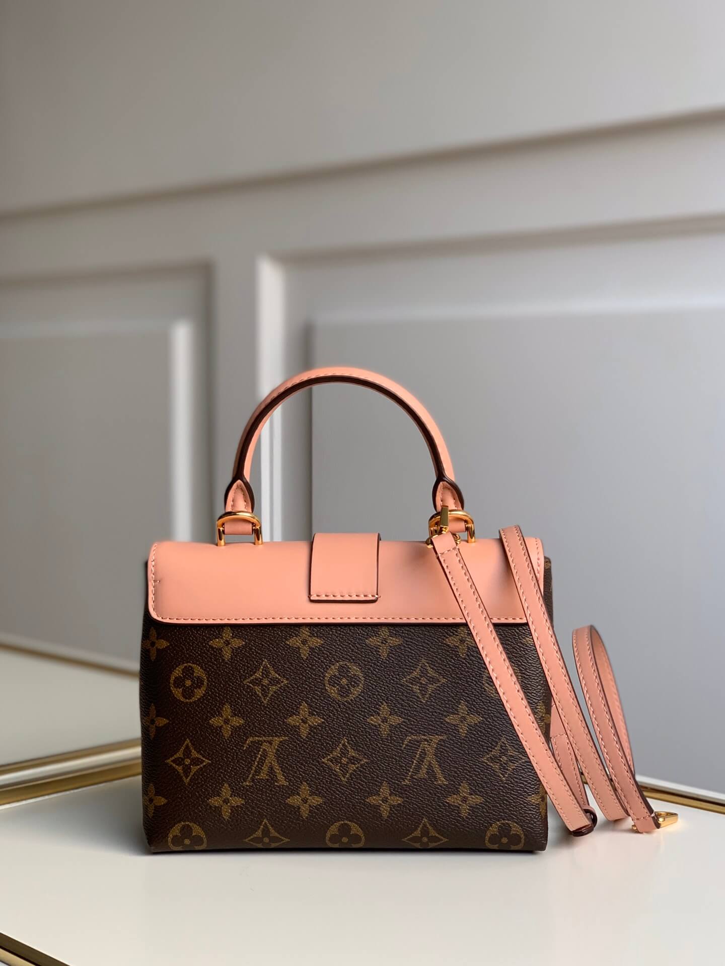 m44080 locky bb handbag shoulder bag cross body bags pink calfskin monogram