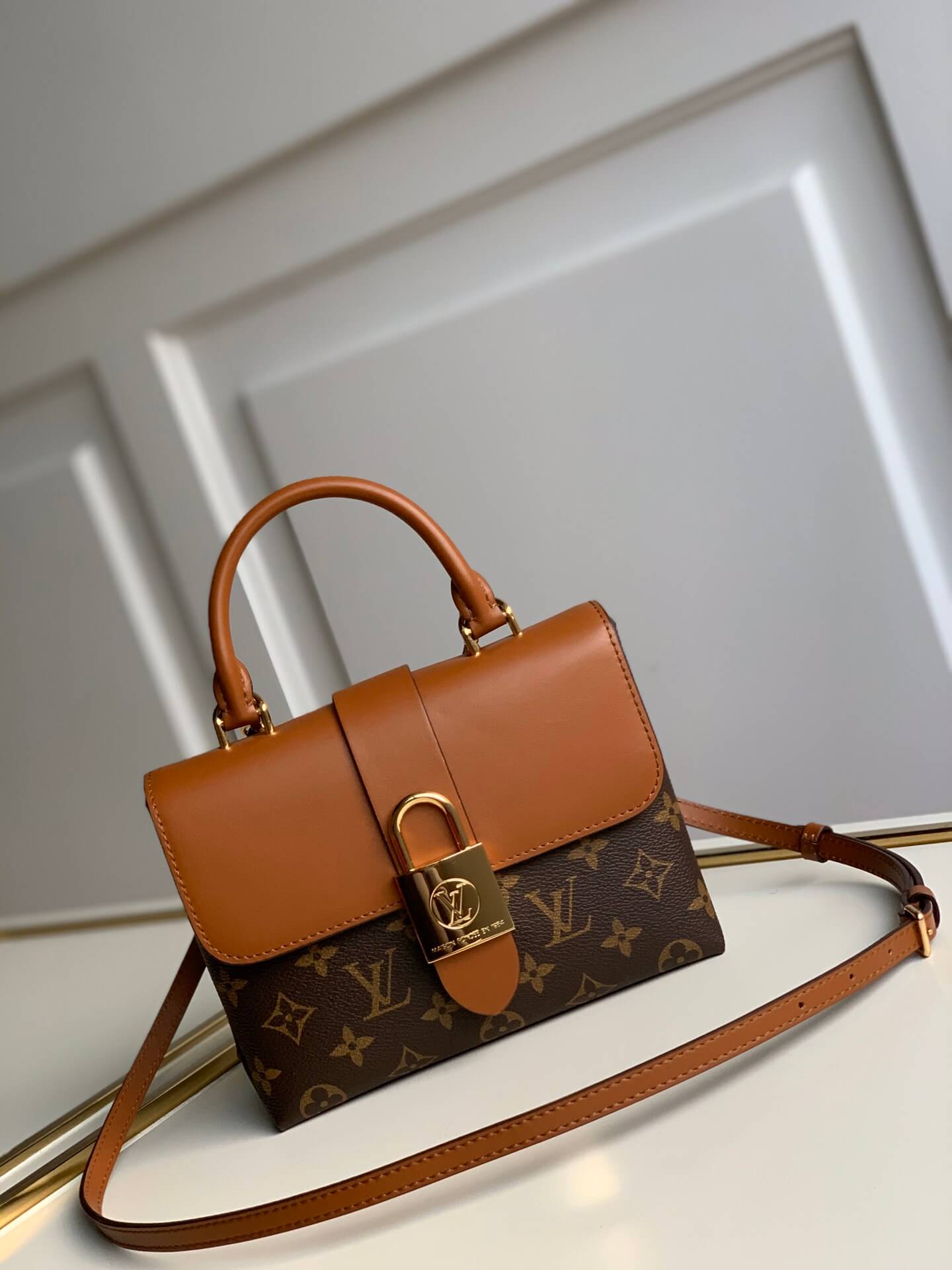 m44654 locky bb handbag shoulder bag cross body bags caramel calfskin monogram