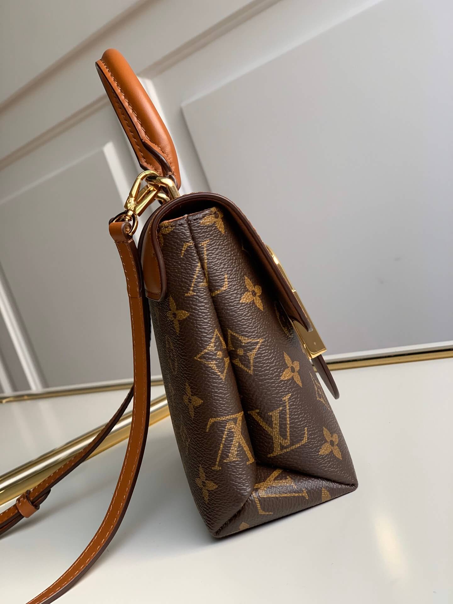 m44654 locky bb handbag shoulder bag cross body bags caramel calfskin monogram