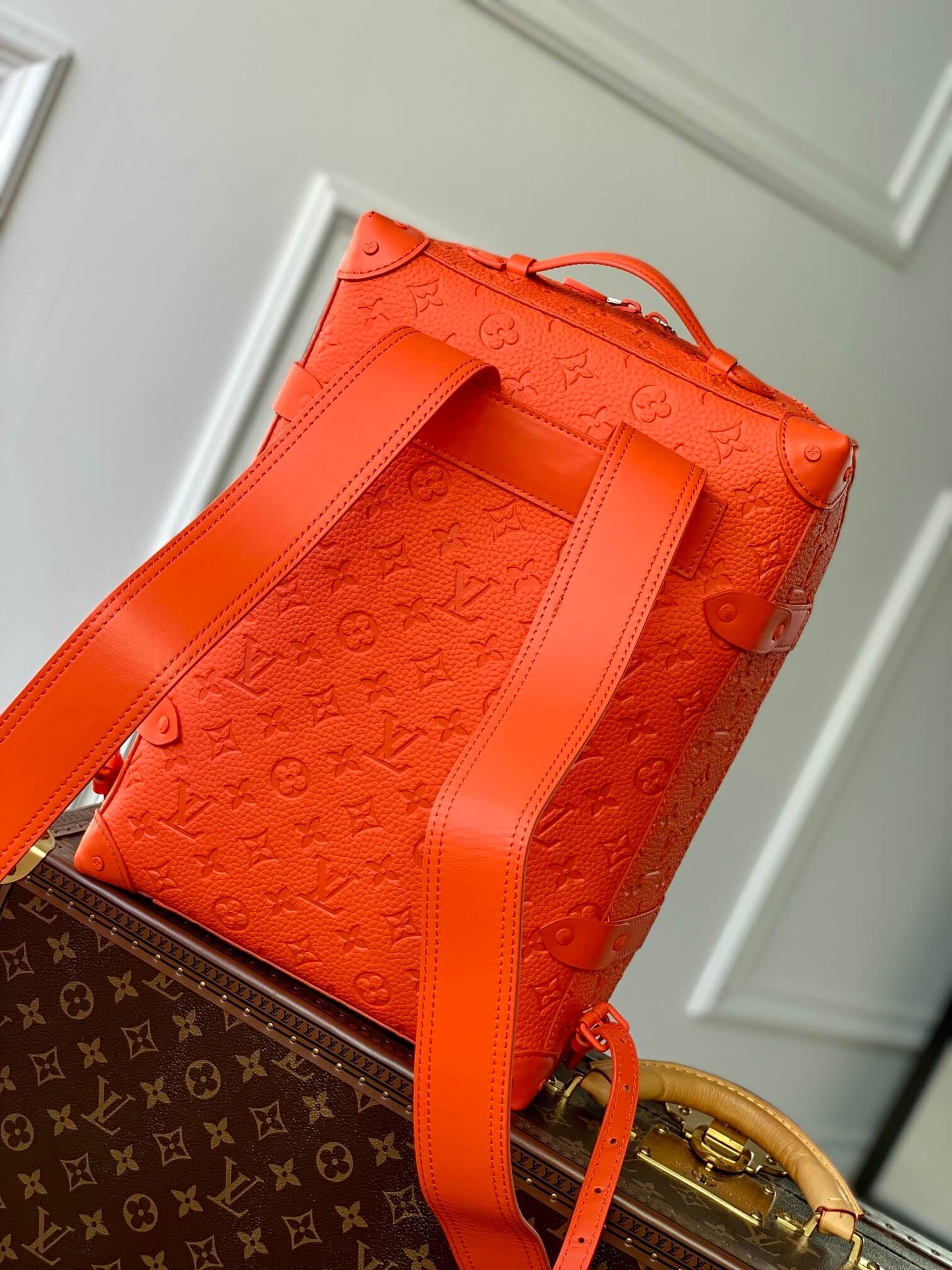 m44752 bumbag boxed package monogram 36cm orange cowhide real leather classic and exquisite box bag
