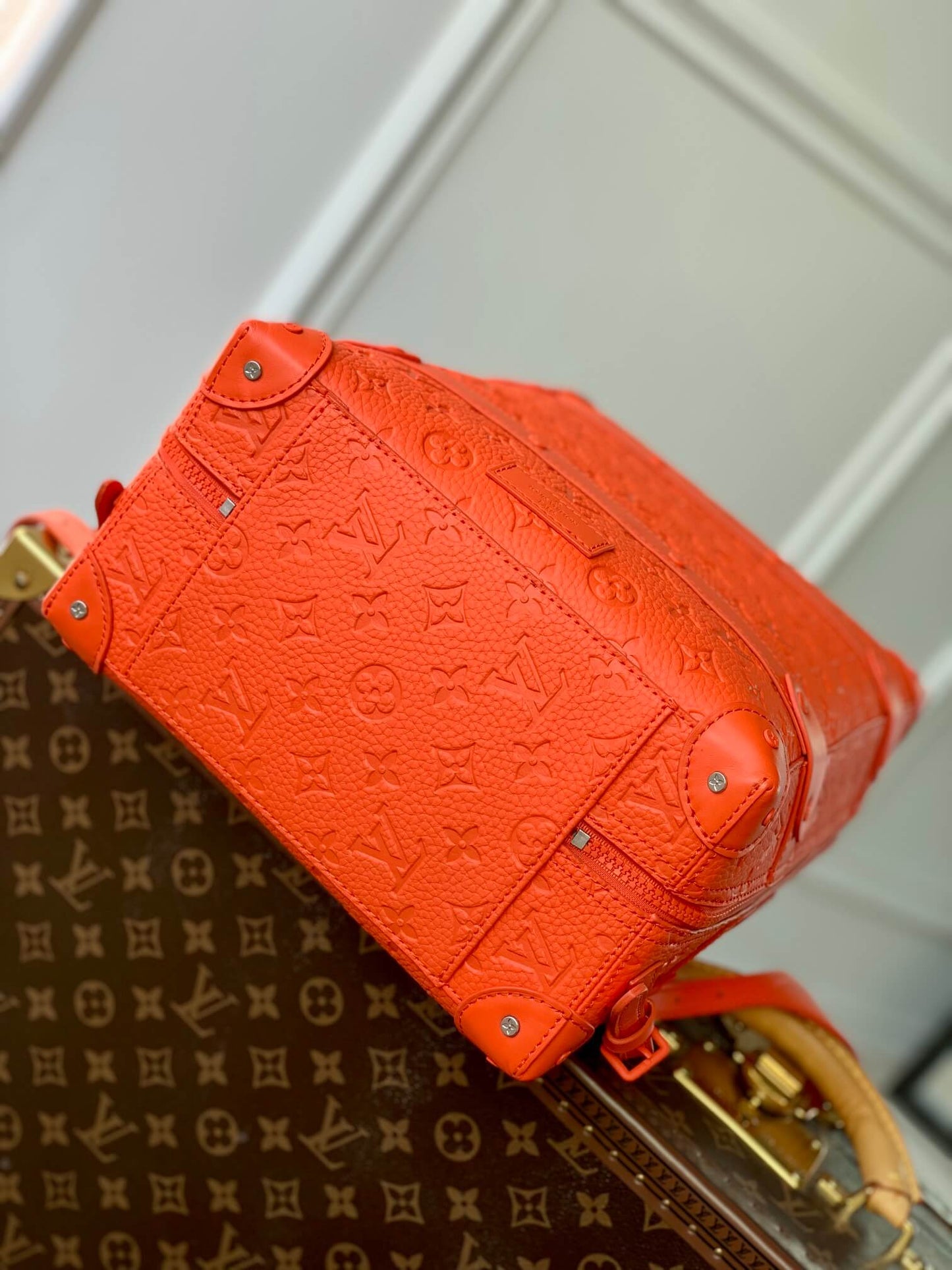 m44752 bumbag boxed package monogram 36cm orange cowhide real leather classic and exquisite box bag