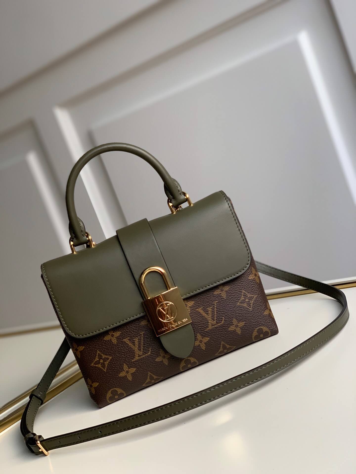 m44797 locky bb handbag shoulder bag cross body bags green calfskin monogram