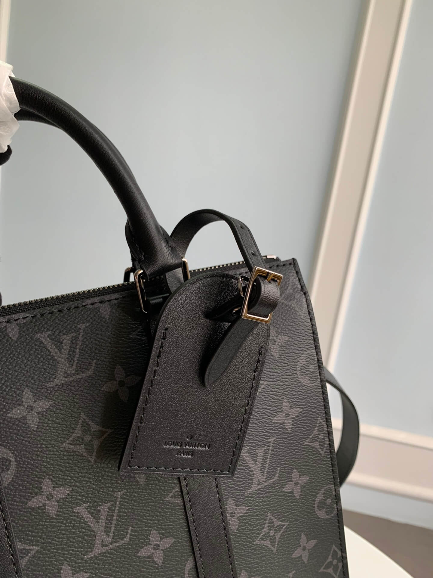 m46098 sac plat handbag monogram chess 26cm black