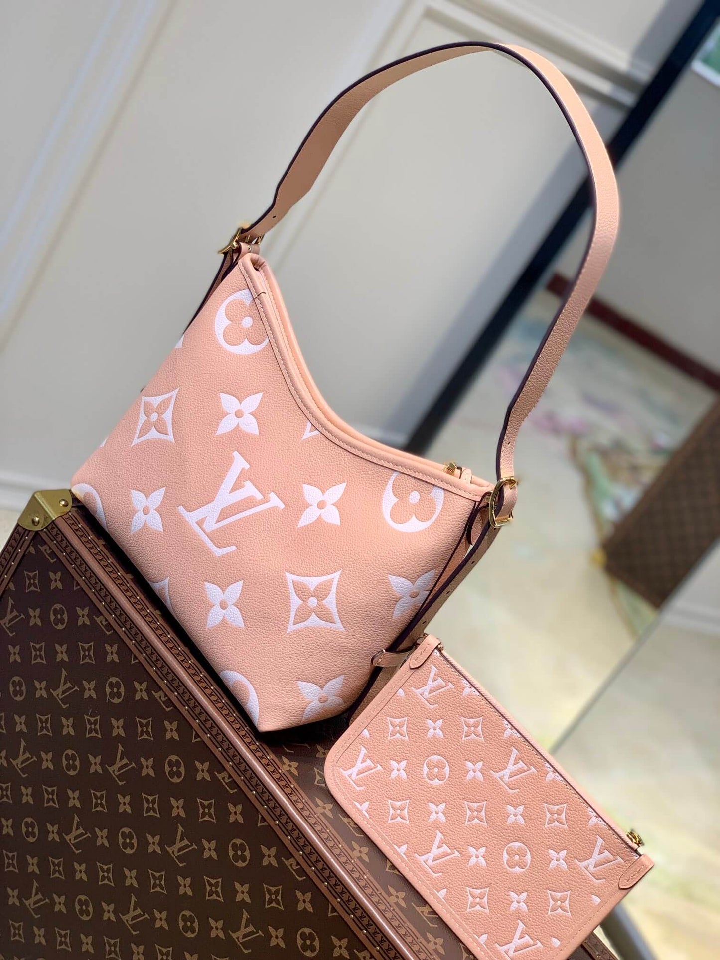 m46298 carryall monogram empreinte 29cm pink shoulder bag handbag subaxillary bag