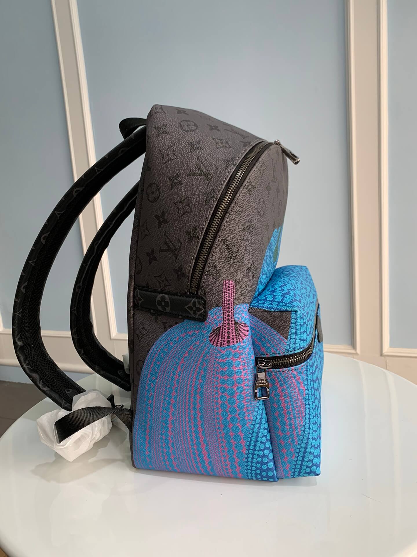 m46440 yk discovery monogram eclipse reverse 30cm free shipping monogram eclipse reverse coated canvas with colorful pumpkin print cowhide real leather