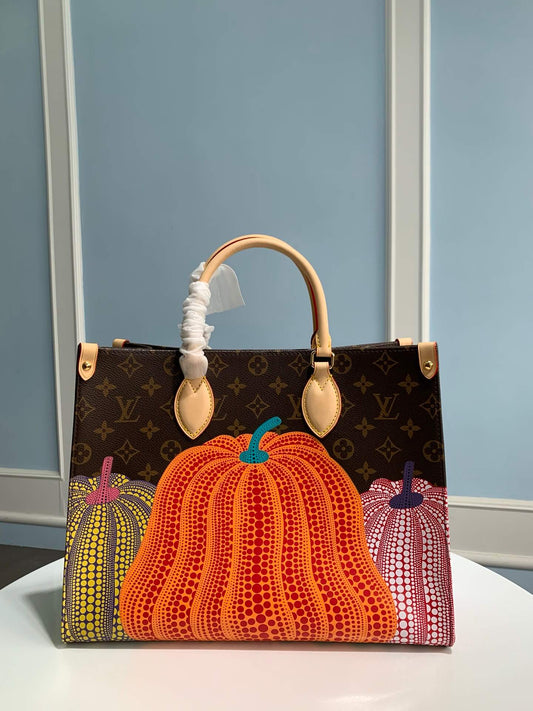 m46466 mm x ykonthego monogram 34cm free shipping monogram coated canvas with pumpkin print