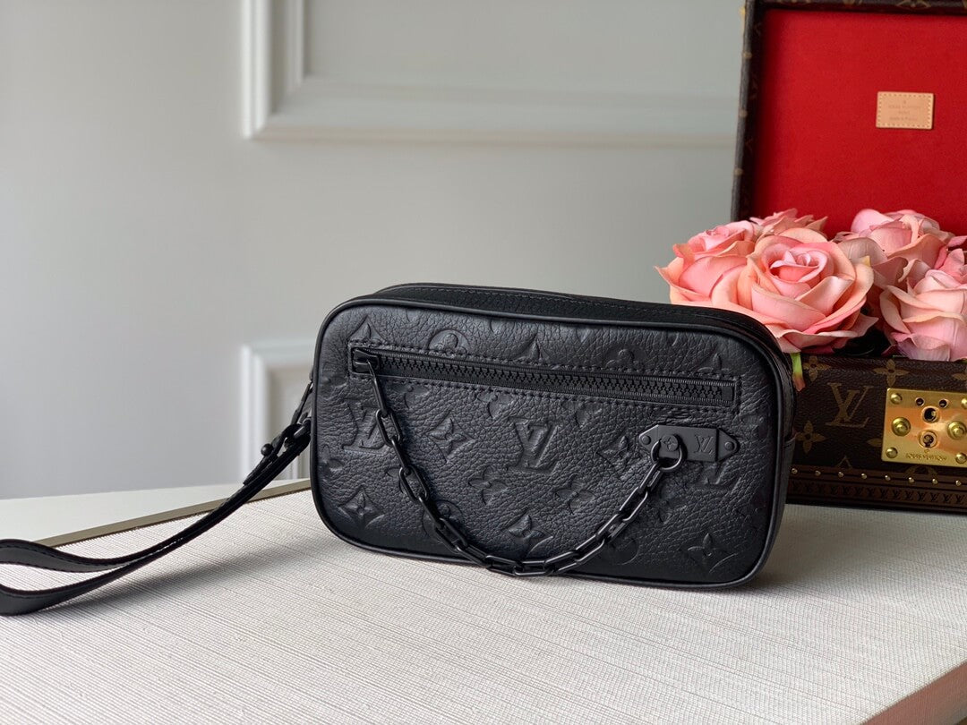 m55703 pochette voyage monogram taurillon wallet 23cm black mens bag man bag