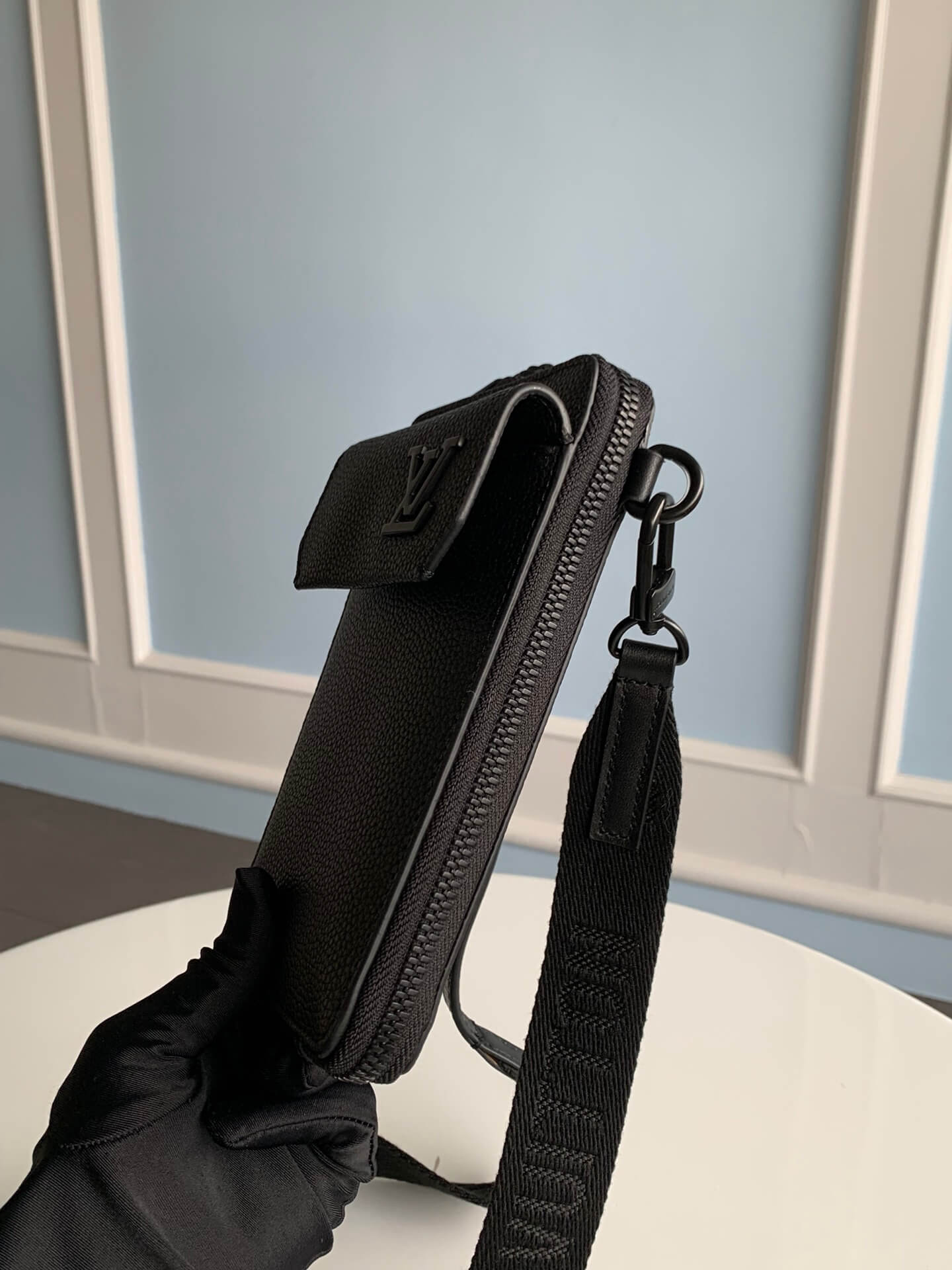 m57089 aerogram mobile phone bag 18cm black mens bag man bag