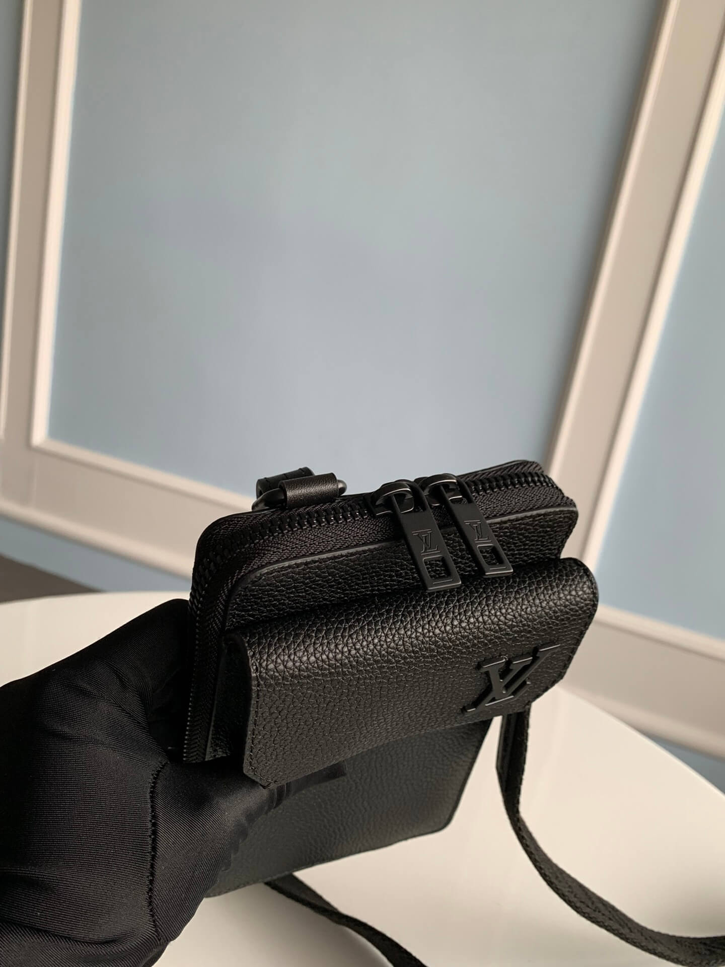 m57089 aerogram mobile phone bag 18cm black mens bag man bag