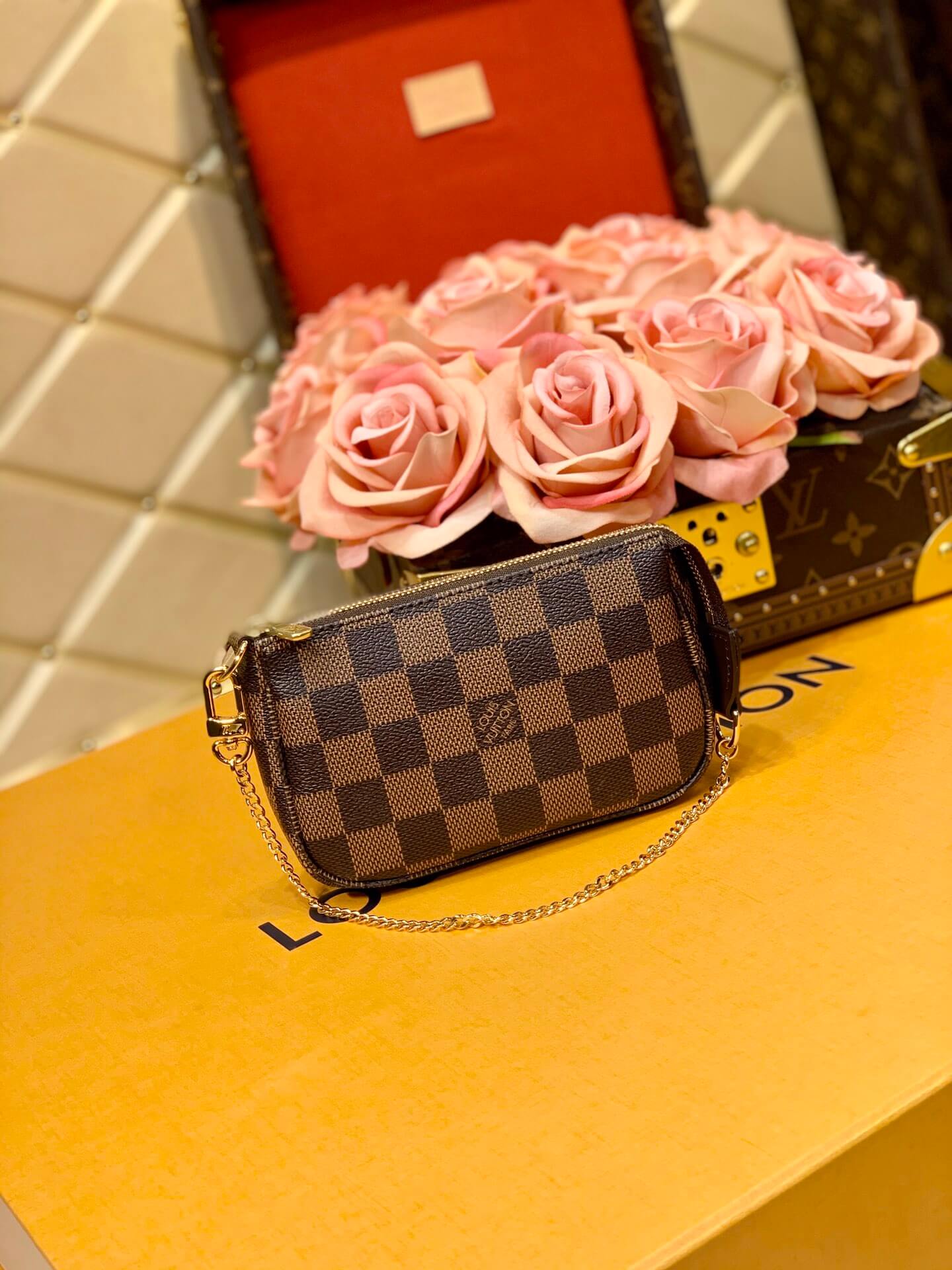 m58009 mini pochette accessories 14cm damier coffee