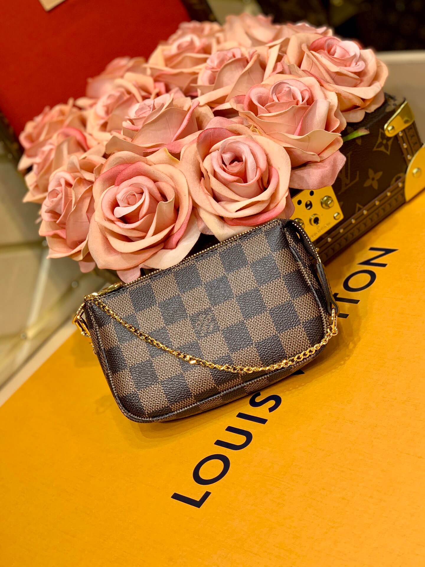 m58009 mini pochette accessories 14cm damier coffee