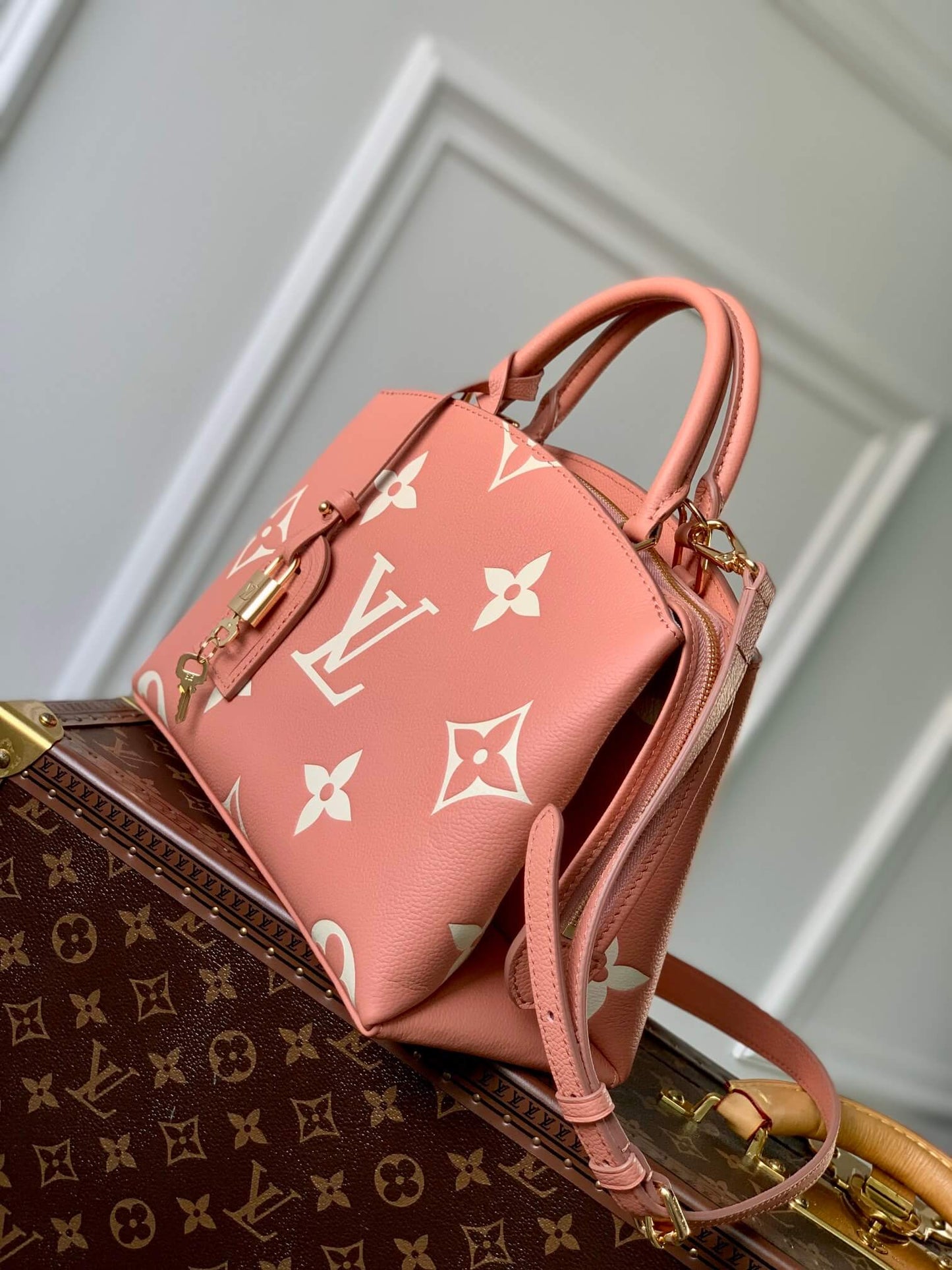 m58916 petit palais monogram 29cm rose pink shoulder bag cross body bags handbag