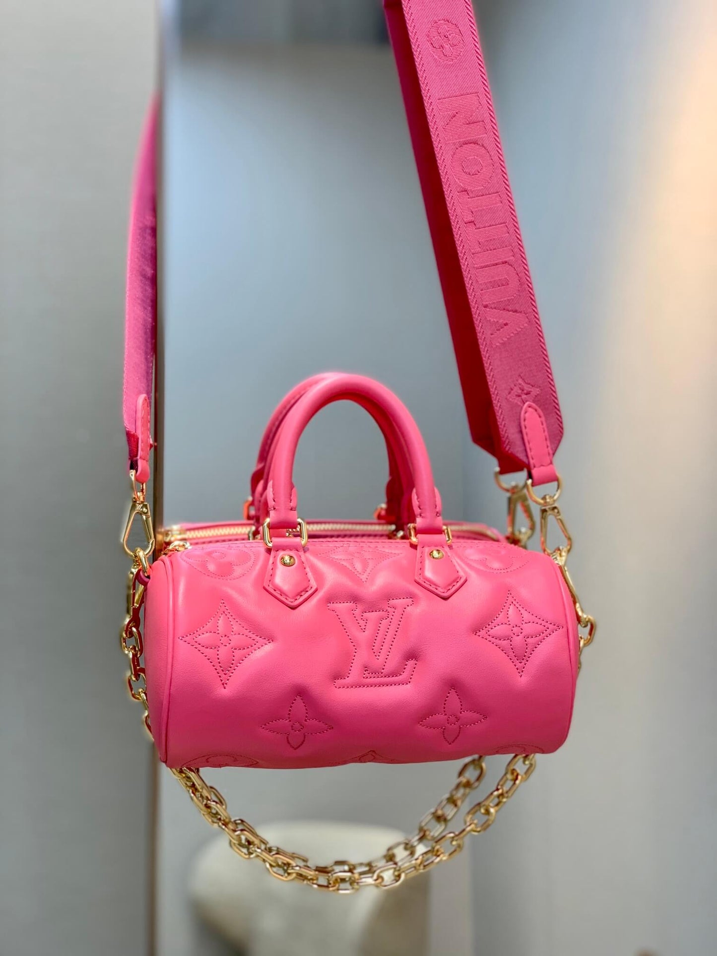 m59826 papillon bb monogram 20cm rose red