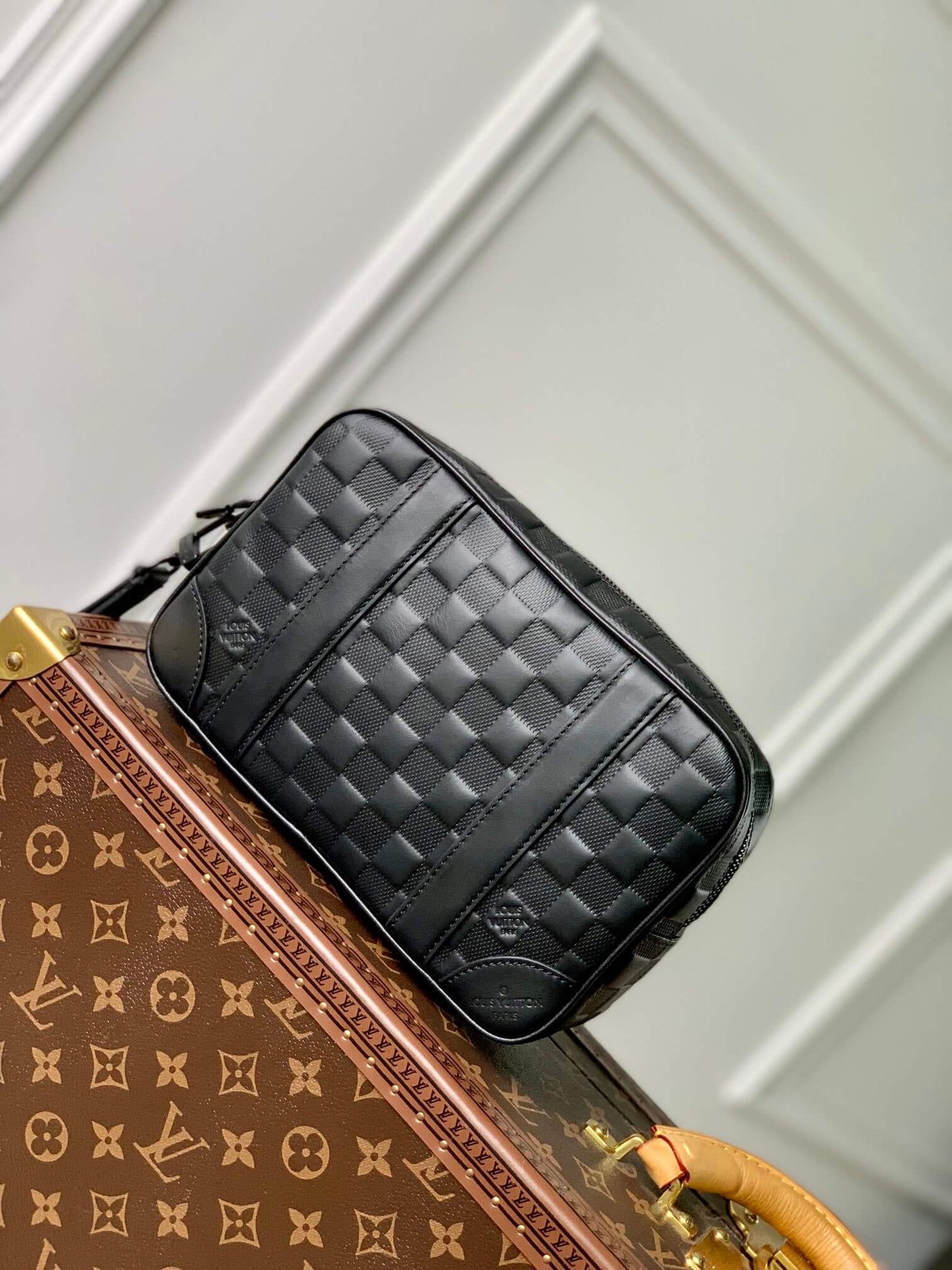 m60501 pochette kasai damier black full leather 25cm clutch bag mens handbags handbags handbags