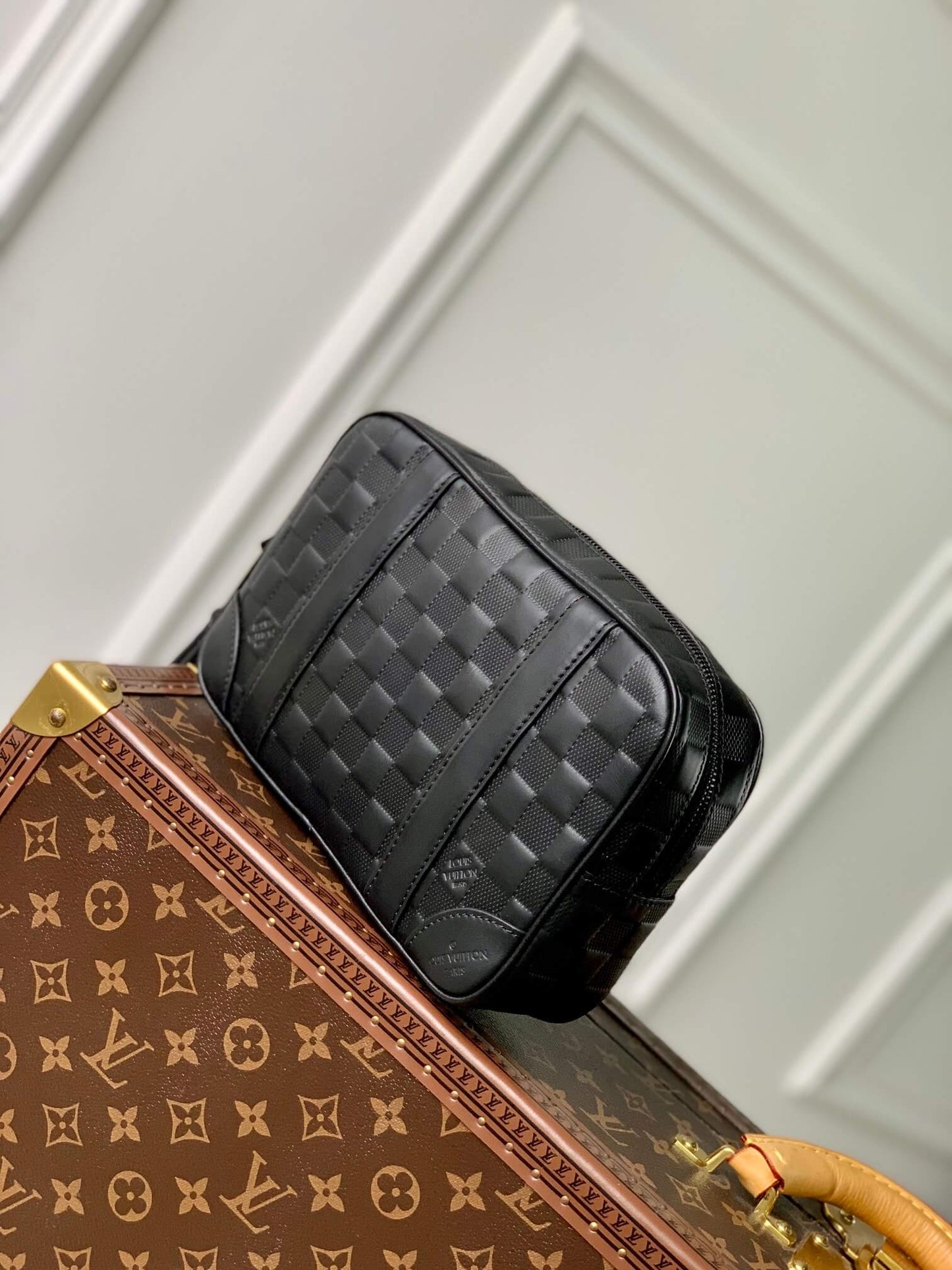 m60501 pochette kasai damier black full leather 25cm clutch bag mens handbags handbags handbags