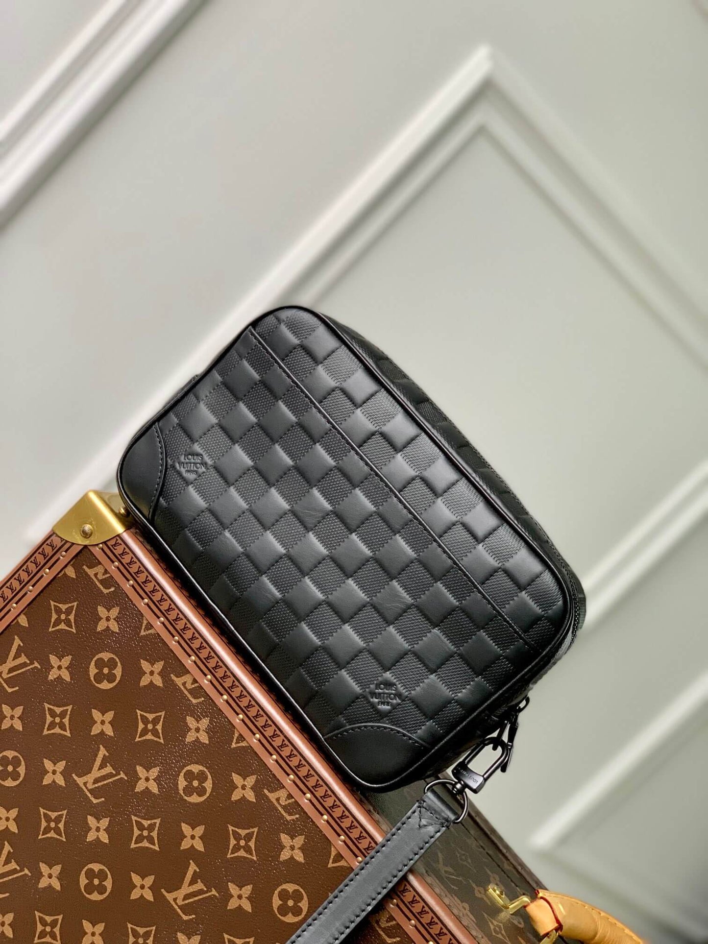 m60501 pochette kasai damier black full leather 25cm clutch bag mens handbags handbags handbags