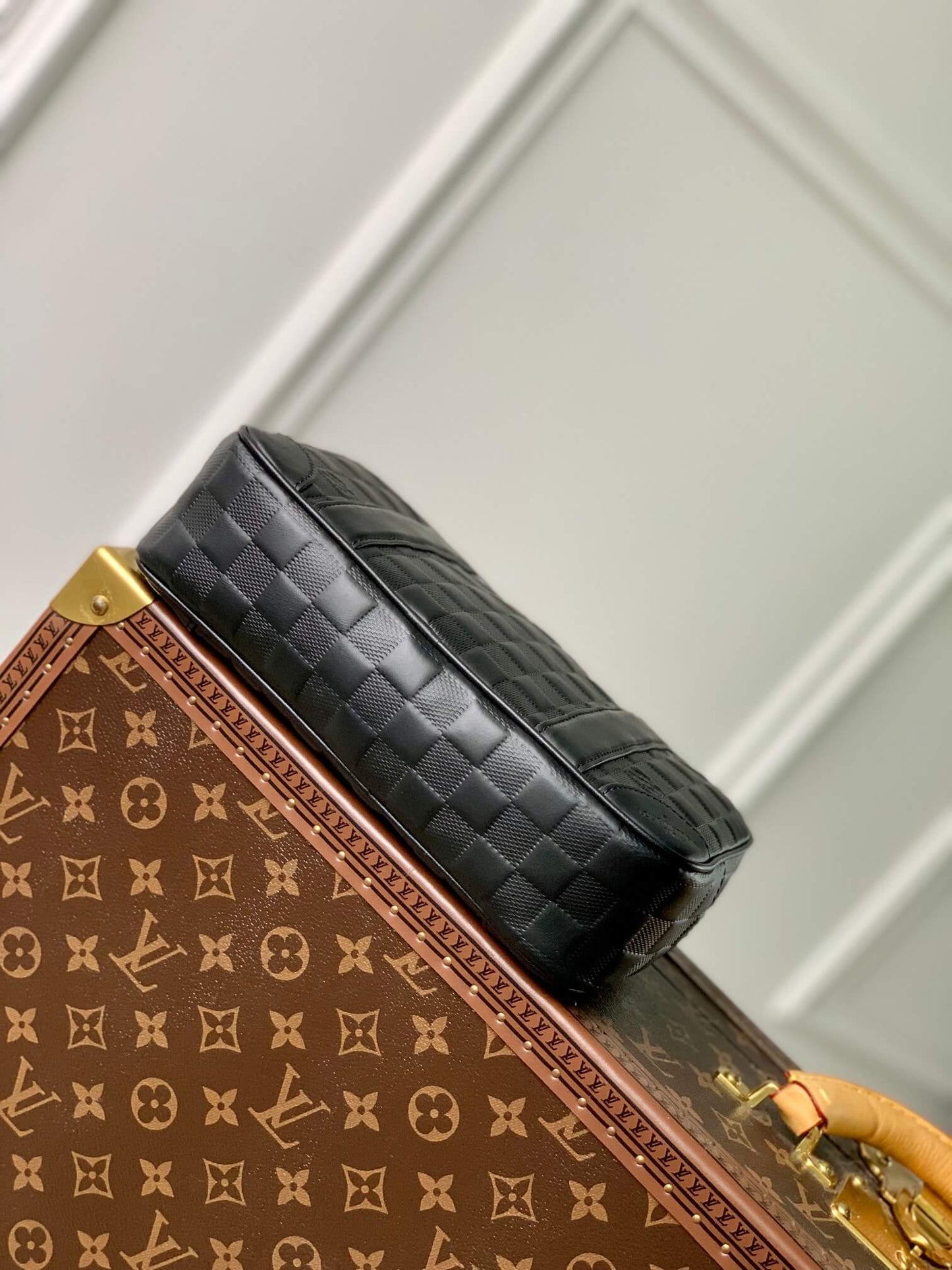 m60501 pochette kasai damier black full leather 25cm clutch bag mens handbags handbags handbags