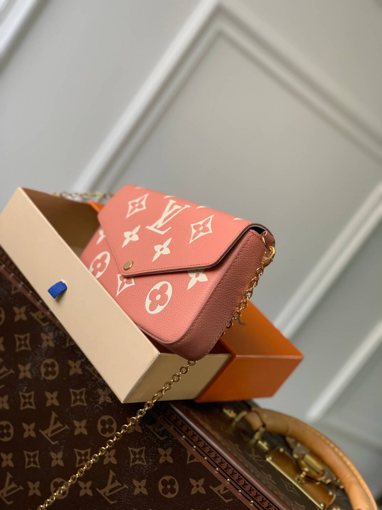 m61276 felicie mini monogram 21cm rose pink shoulder bag cross body bags three in one