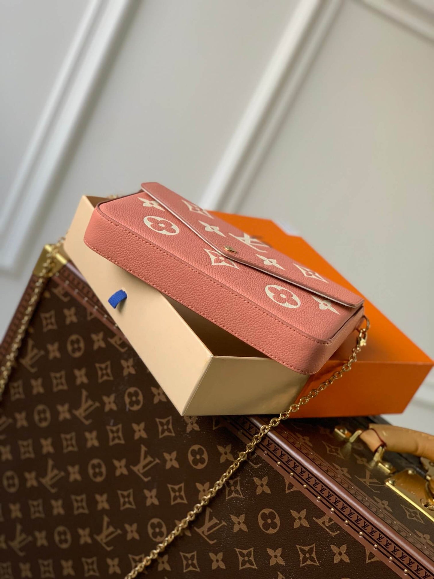 m61276 felicie mini monogram 21cm rose pink shoulder bag cross body bags three in one