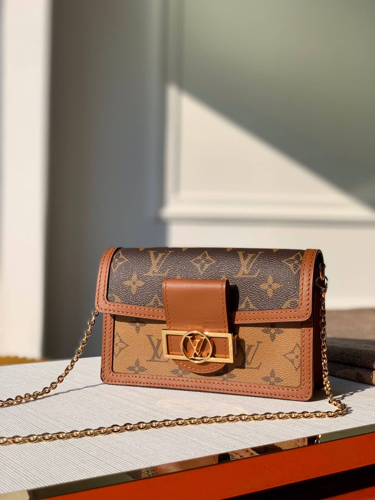 m68746 shoulder bag cross body bags yellow calfskin monogram reverse mini 19cm