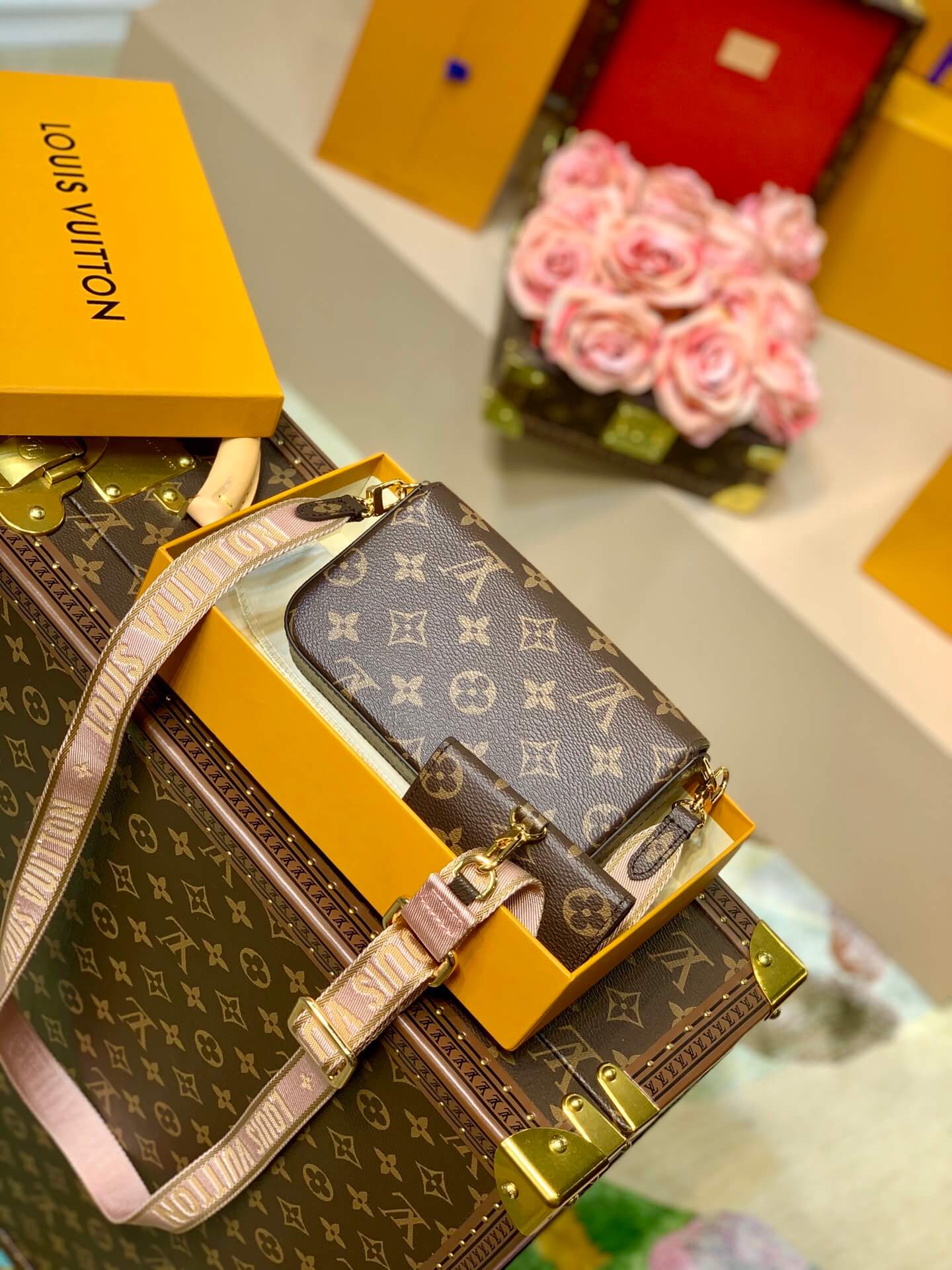 m80091 multi pochette felicie 17cm monogram coffee