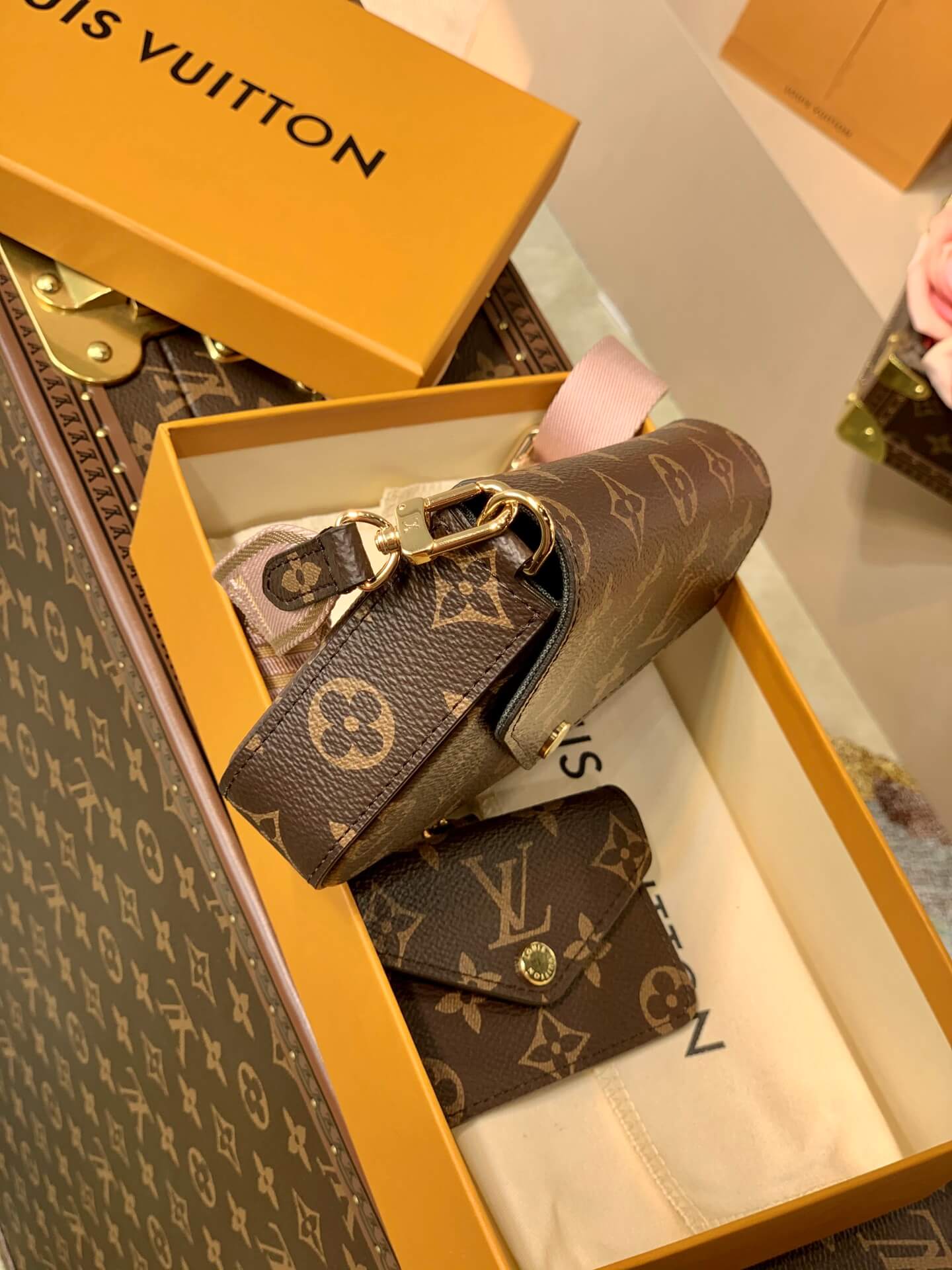m80091 multi pochette felicie 17cm monogram coffee