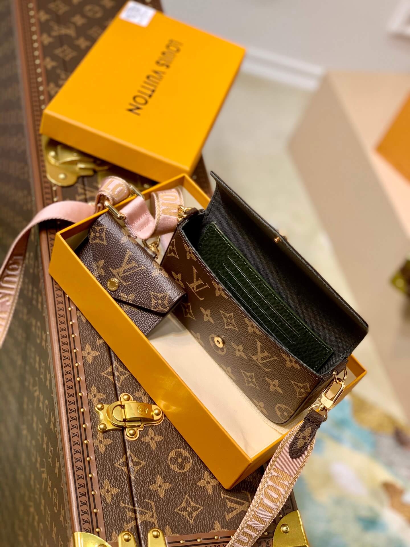 m80091 multi pochette felicie 17cm monogram coffee