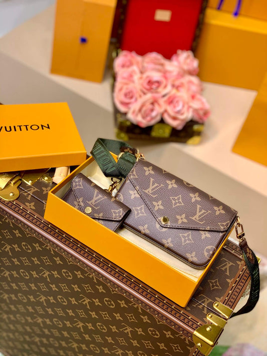 m80091 multi pochette felicie 17cm monogram khaki green